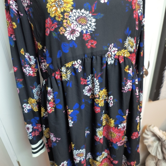 Y2K JUNIORS TAYLOR & SAGE FLORAL LONG SLEEVE DRESS MULTI-COLOR LINED XL - Picture 3 of 9